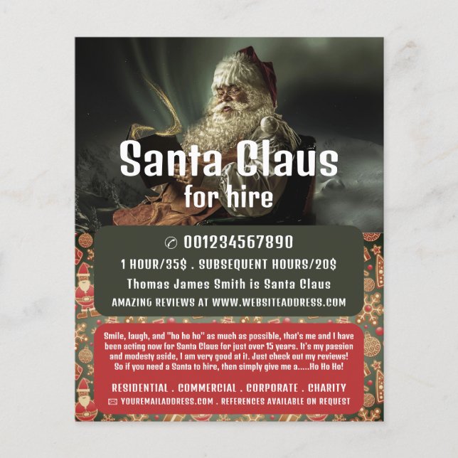 Classic Reading Santa, Santa Claus Entertainer Flyer (Front)
