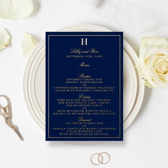 Classic Real Foil Pressed Wedding Menu Cards (Creator Uploaded)