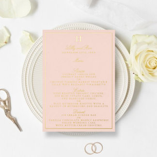 Classic Real Foil Pressed Wedding Menu Cards