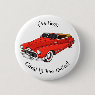 Classic red 1948 automobile 6 cm round badge