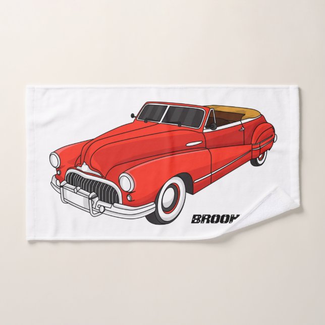 Classic red 1948 automobile bath towel set (Hand Towel)