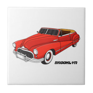 Classic red 1948 automobile ceramic tile