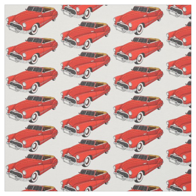 Classic red 1948 automobile  fabric (Swatch)