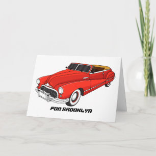 Classic red 1948 automobile holiday card