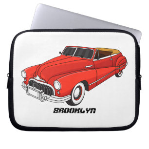Classic red 1948 automobile laptop sleeve