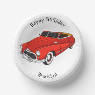 Classic red 1948 automobile paper plate