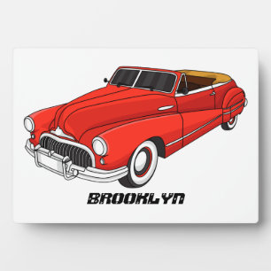 Classic red 1948 automobile plaque