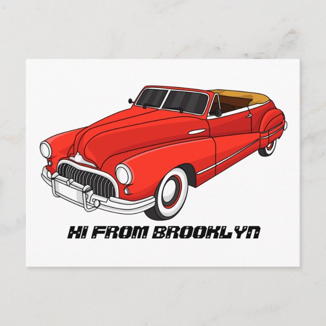 Classic red 1948 automobile postcard (Front)