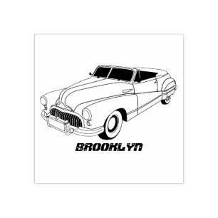 Classic red 1948 automobile  rubber stamp