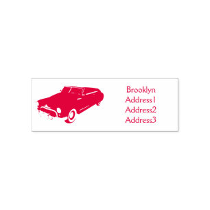 Classic red 1948 automobile self-inking stamp