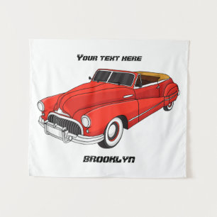 Classic red 1948 automobile  tapestry