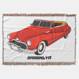Classic red 1948 automobile throw blanket