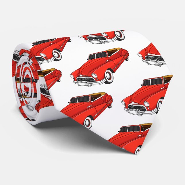 Classic red 1948 automobile  tie (Rolled)