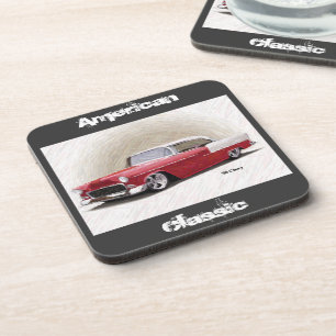 Classic Red 1956 Chevy Coupe Coasters