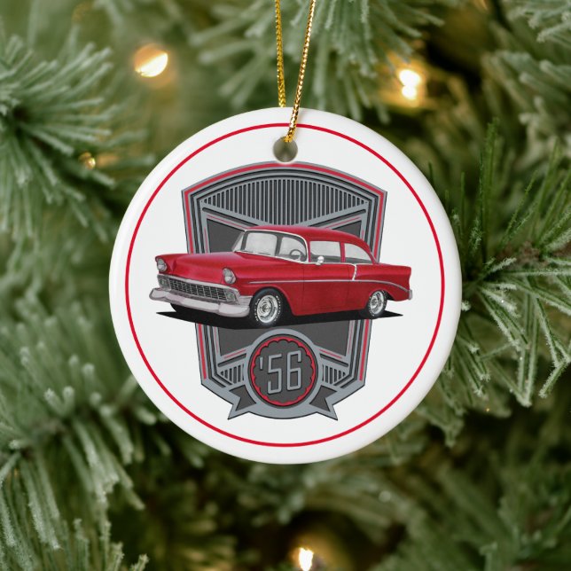 Classic Red 1956 Tri Five Ceramic Ornament (Tree)