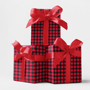 Classic Red and Black Buffalo Plaid Wrapping Paper