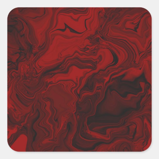 Classic Red and Black Marble Square Sticker (Front)