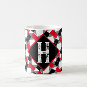 classic red and black Monogram initial decorative Coffee Mug