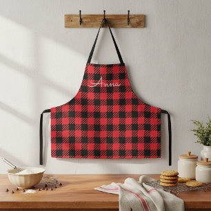 Classic Red and Black Plaid Buffalo Tartan Pattern Apron