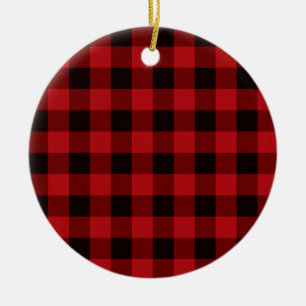 Classic red and black plaid pattern ceramic tree decoration