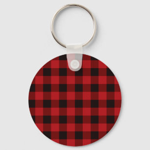 Classic red and black plaid pattern key ring