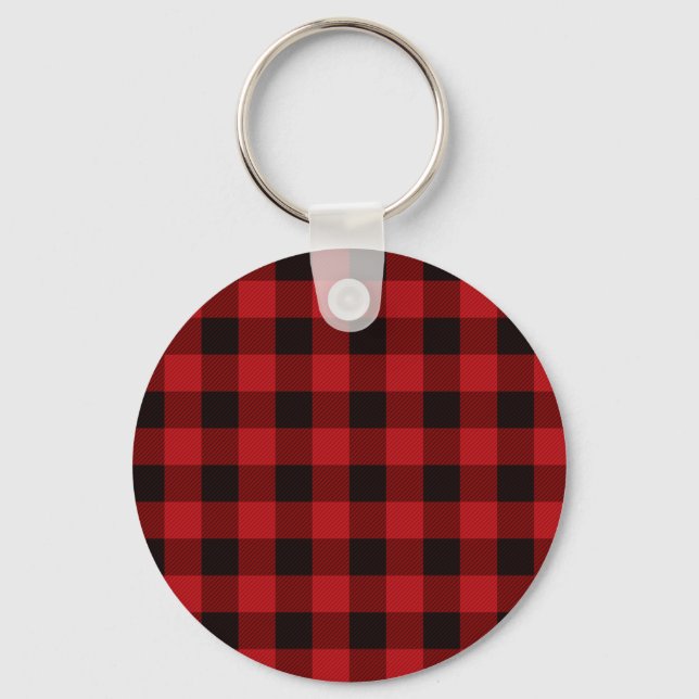 Classic red and black plaid pattern key ring (Front)