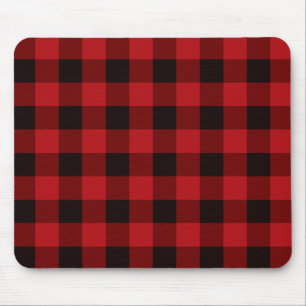 Classic red and black plaid pattern mouse pad