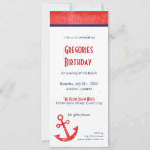 Classic Red and Blue Anchor Invitation