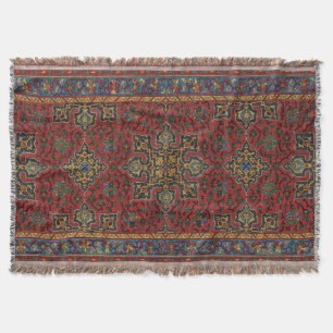 Classic Red and Blue,Persian Rug Carpet Pattern Throw Blanket