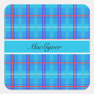 Classic Red and Blue Scottish Tartan, custom Square Sticker