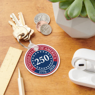 Classic Red and Blue United States of America Key Ring