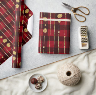 Classic Red and Gold  Buffalo Plaid Christmas  Wrapping Paper