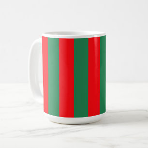 Classic Red and Green Christmas Stripes Coffee Mug