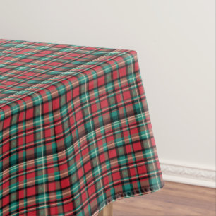 Classic red and green Christmas tartan tablecloth