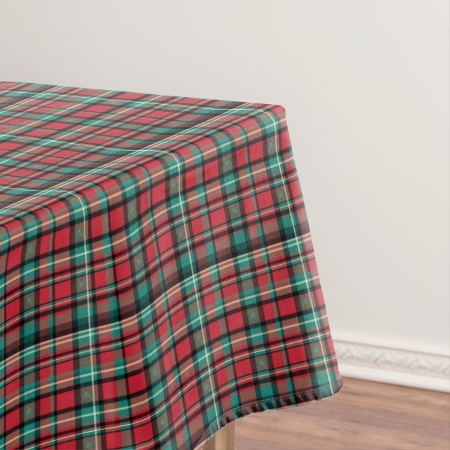 Classic red and green Christmas tartan tablecloth (In Situ)
