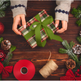 Classic Red and Green Plaid Christmas Holiday Wrapping Paper