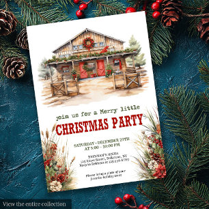 Classic red and green ranch Christmas party invite