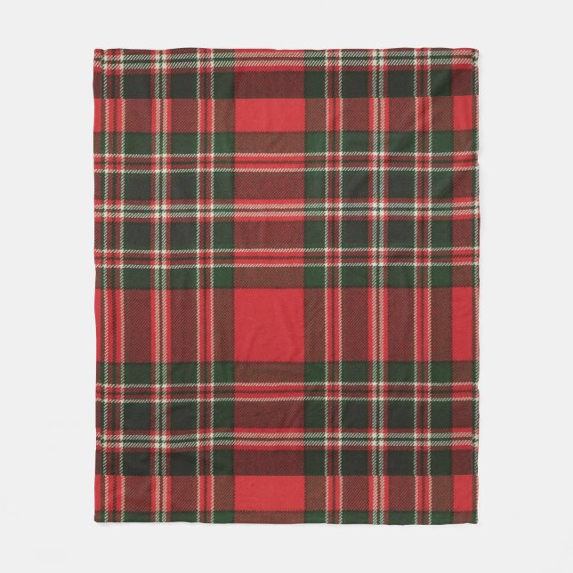 Classic Red and Green Tartan Pattern Fleece Blanket (Front)