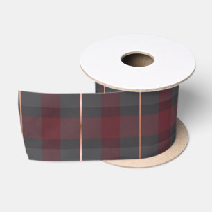 Classic Red and Grey Plaid Tartan Satin Ribbon