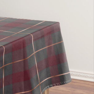 Classic Red and Grey Plaid Tartan Tablecloth