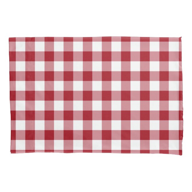 Classic Red And White Checked Gingham Pattern Pillowcase (Front-Left)