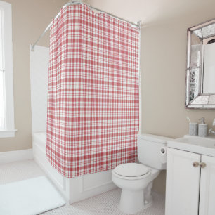 Classic Red and White Chequered Pattern Shower Curtain