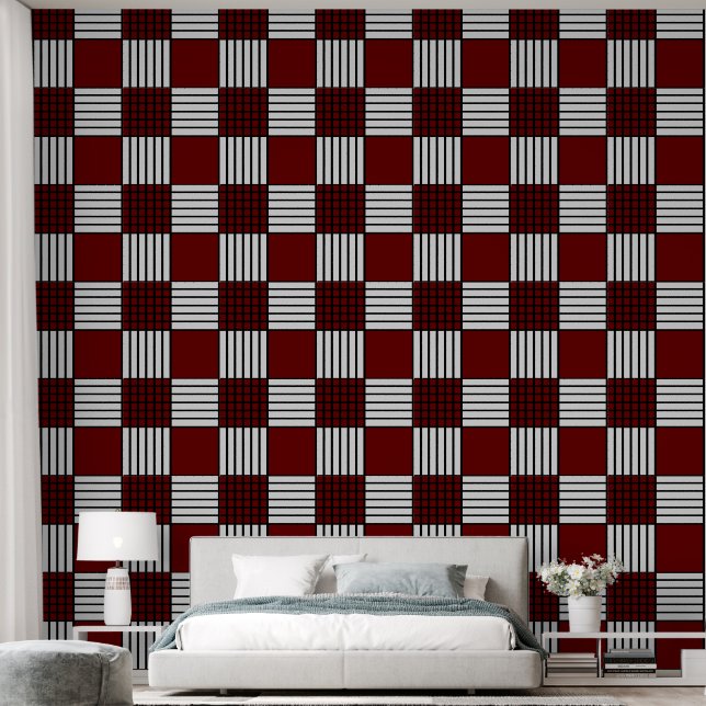 Classic Red and White Chequered Wallpaper (Bedroom)