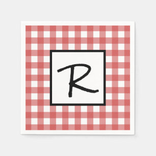 Classic Red and White Gingham BBQ Picnic Party Napkin