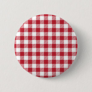 Classic Red and White Gingham Checkered Pattern 6 Cm Round Badge