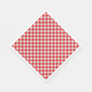Classic Red and White Gingham Paper Napkins