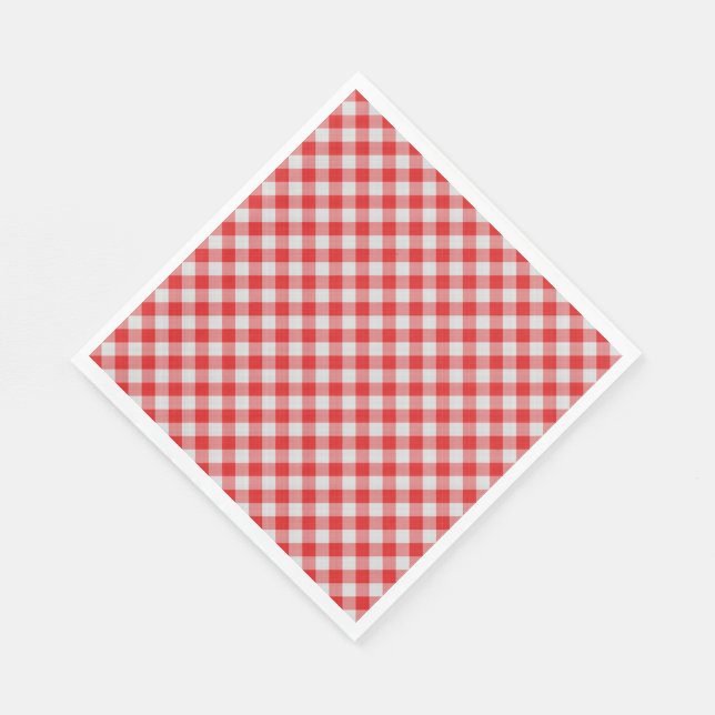 Classic Red and White Gingham Paper Napkins (Corner)