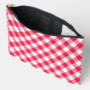 Classic Red and White Gingham Pattern Rustic Accessory Pouch