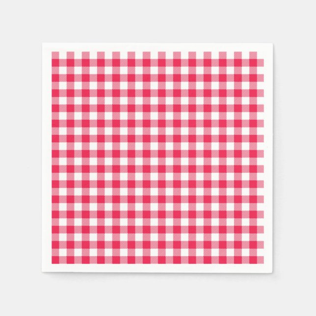 Classic Red and White Gingham Pattern Rustic Napkin (Front)