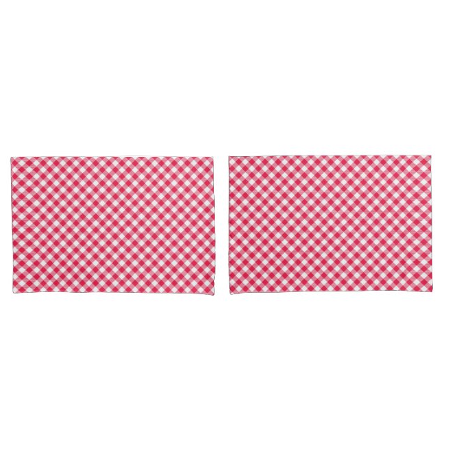 Classic Red and White Gingham Pattern Rustic Pillowcase (Front-Set)